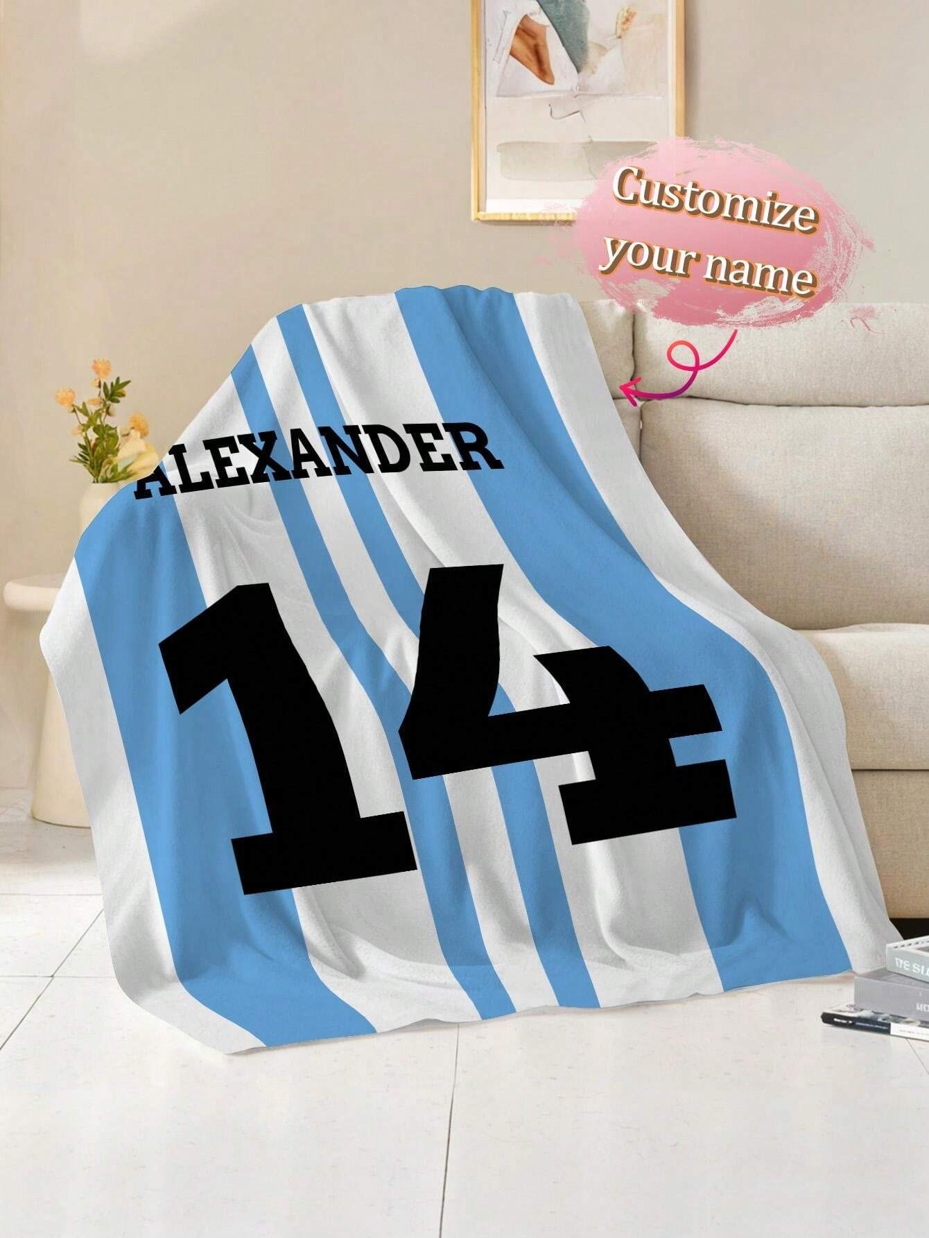Customizable Name Text Knitted Blanket