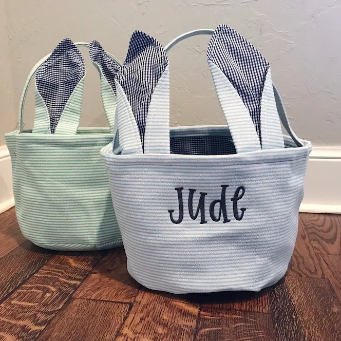 Custom Bunny Ear Easter Basket – Personalized Gift for Kids