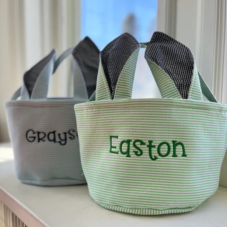Custom Bunny Ear Easter Basket – Personalized Gift for Kids
