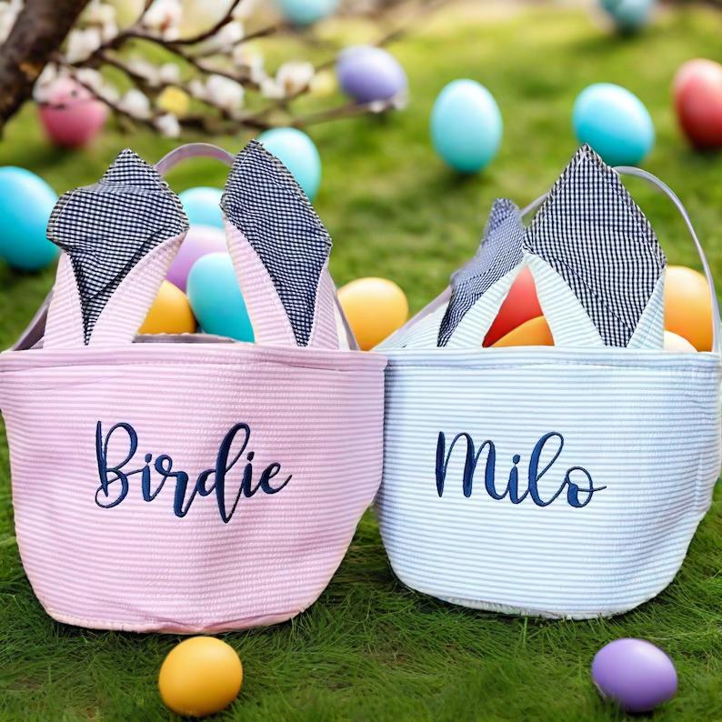 Custom Bunny Ear Easter Basket – Personalized Gift for Kids