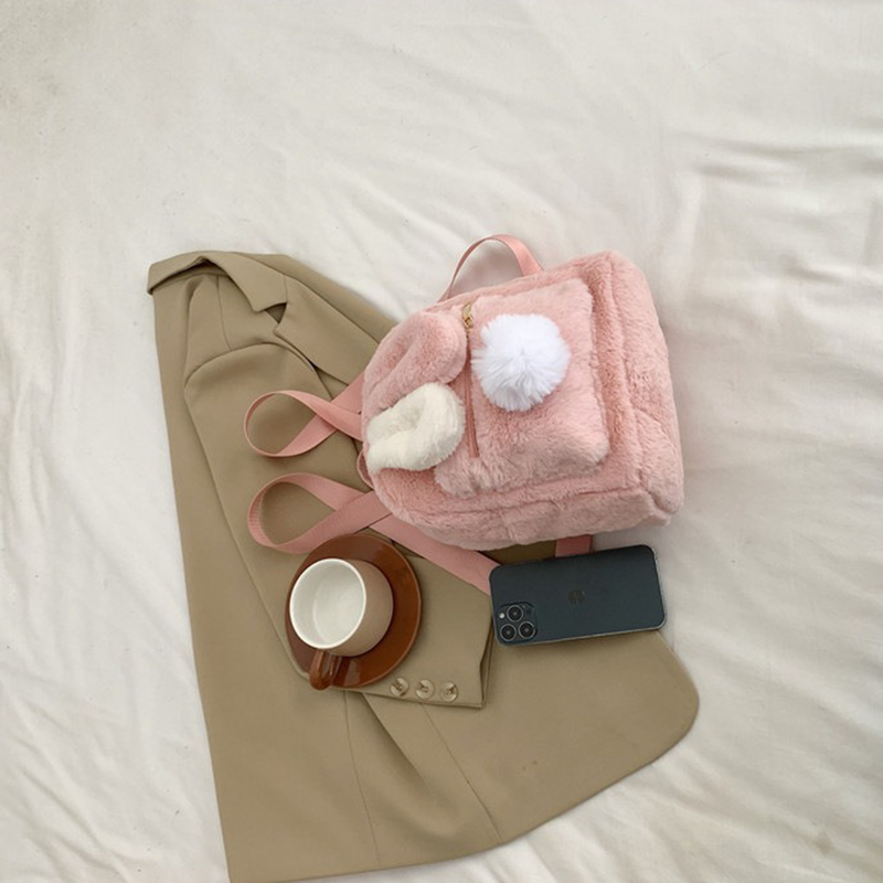 Custom Bunny Ear Fuzzy Backpack