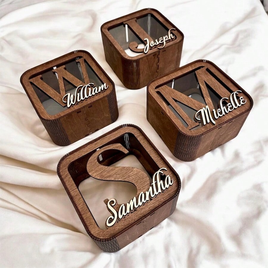 Personal Cute Transparent Wooden Letter Bank