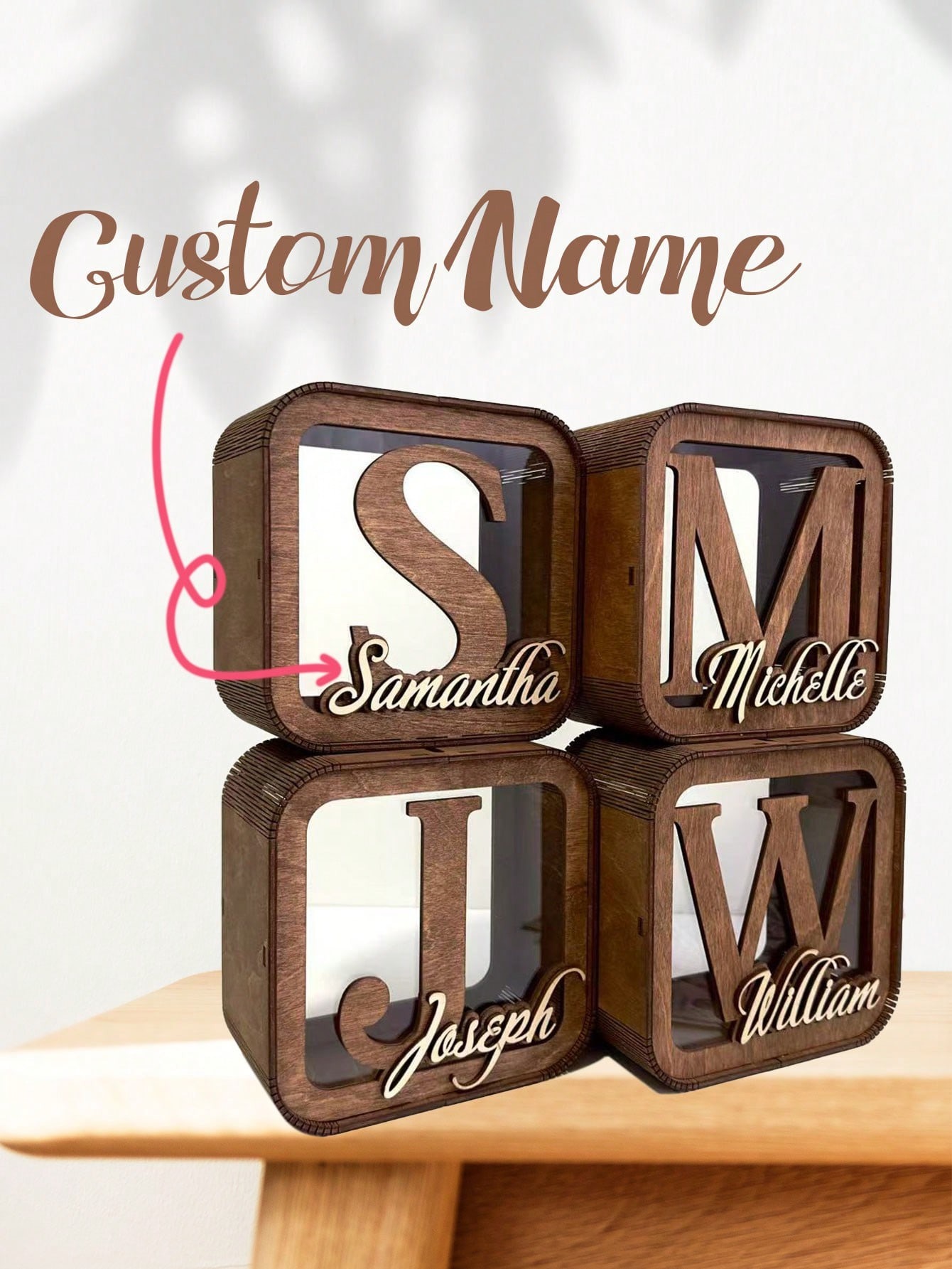 Personal Cute Transparent Wooden Letter Bank