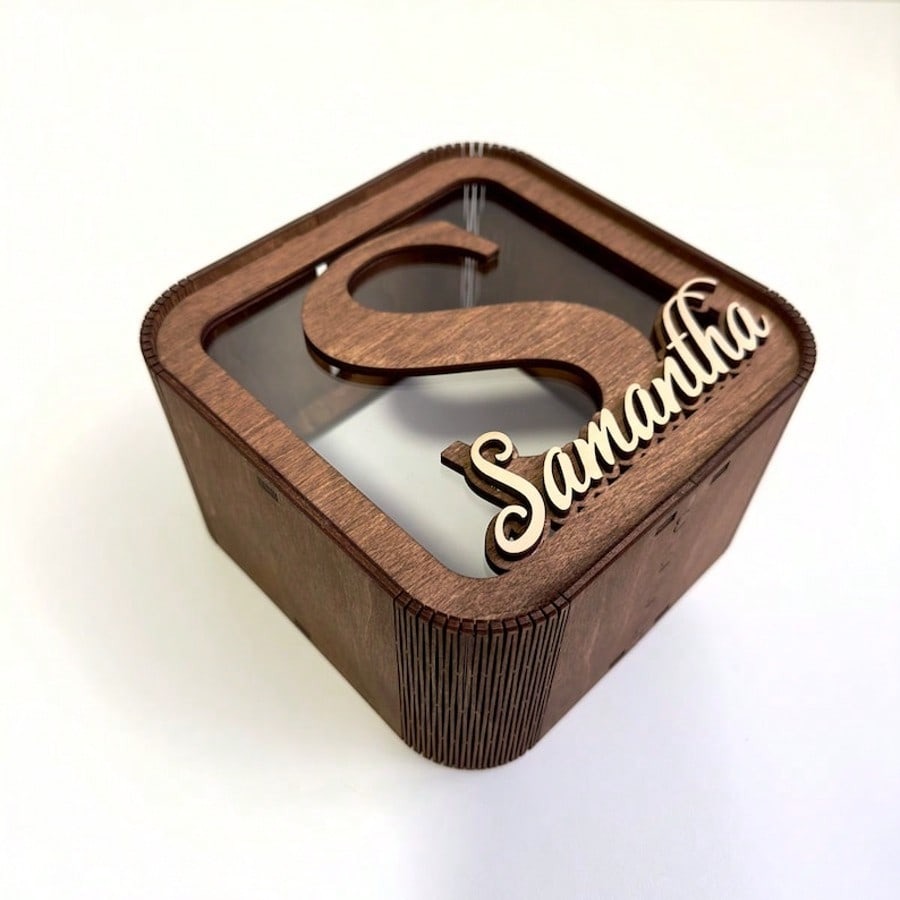 Personal Cute Transparent Wooden Letter Bank