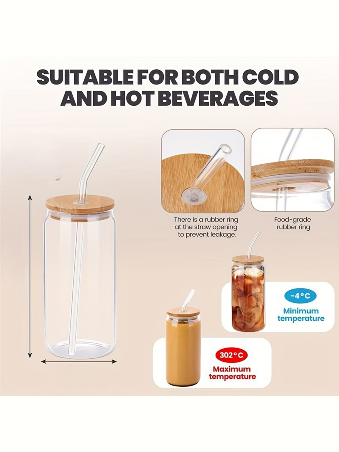 1pc, 500ml/16.9oz Alphabet Flower A-Z Coffee Mug, suitable for office and home, alphabet glass with bamboo lid and straw, for bubble tea, juice, soda, water, birthday gift, bridesmaid gift, party gift, Thanksgiving/Christmas gift.