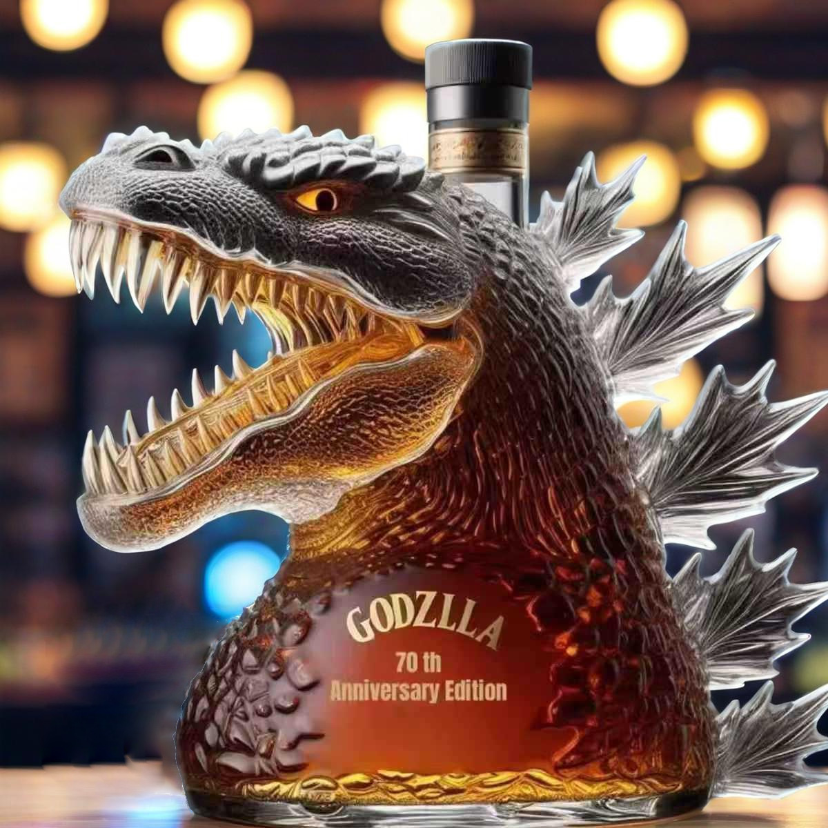 Customizable Name Godzilla Whiskey Bottle