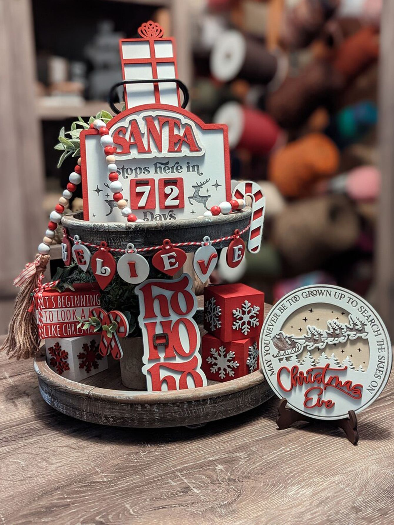 May You Never Be Too Grown Up 6" Christmas Tier Tray Round Sign