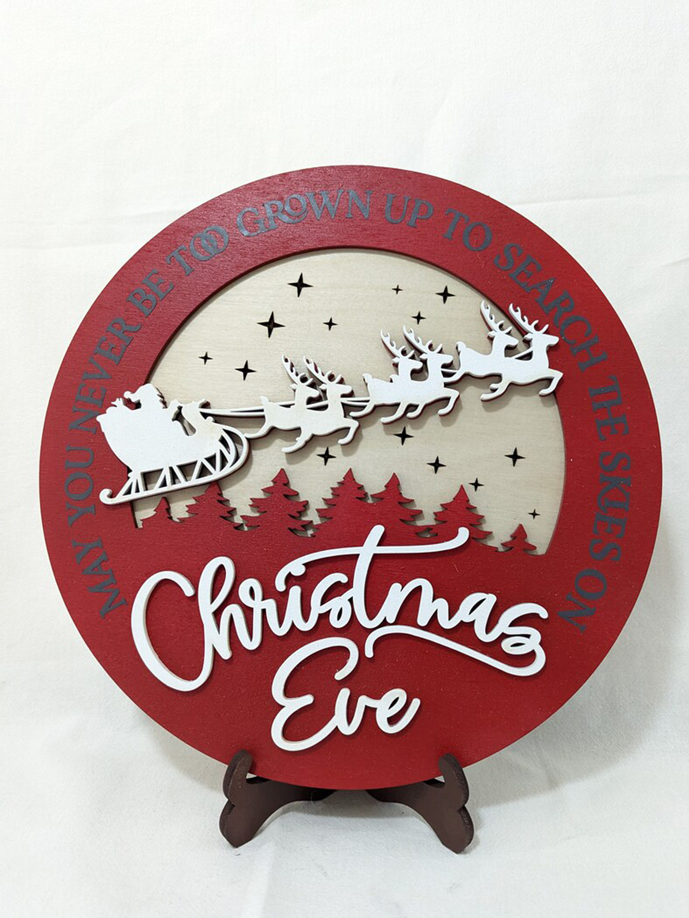 May You Never Be Too Grown Up 6" Christmas Tier Tray Round Sign