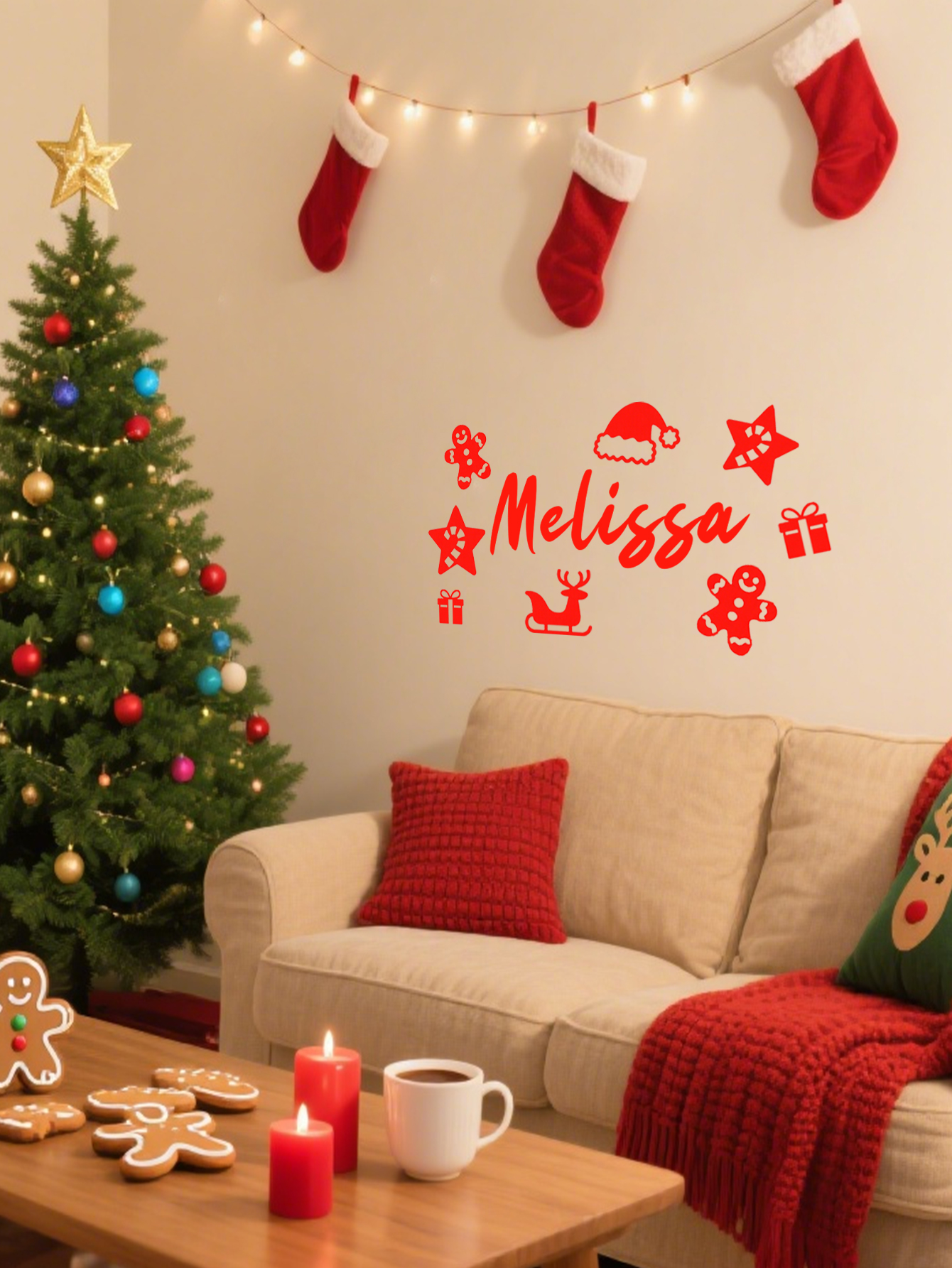 Personalized Christmas Wall Sticker Set