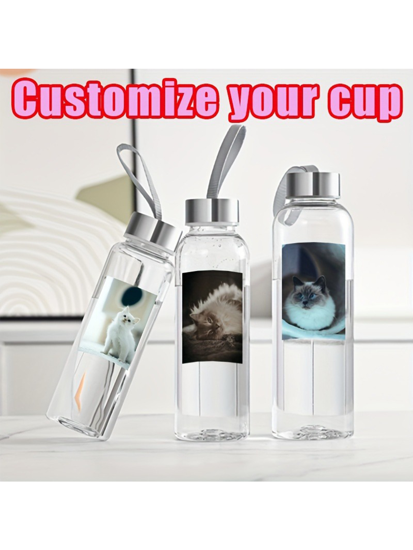 Customized 300/400/500ml plastic outdoor sports water bottle travel mugs, suitable for students, easy to use while cycling, and an excellent choice for Father's Day or graduation gifts.