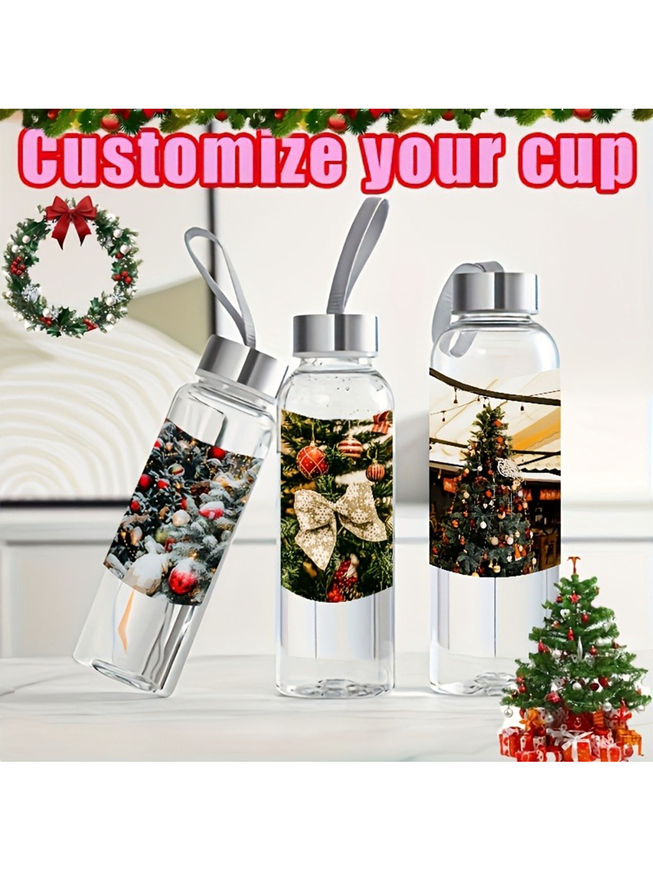 Customized 300/400/500ml plastic outdoor sports water bottle travel mugs, suitable for students, easy to use while cycling, and an excellent choice for Father's Day or graduation gifts.