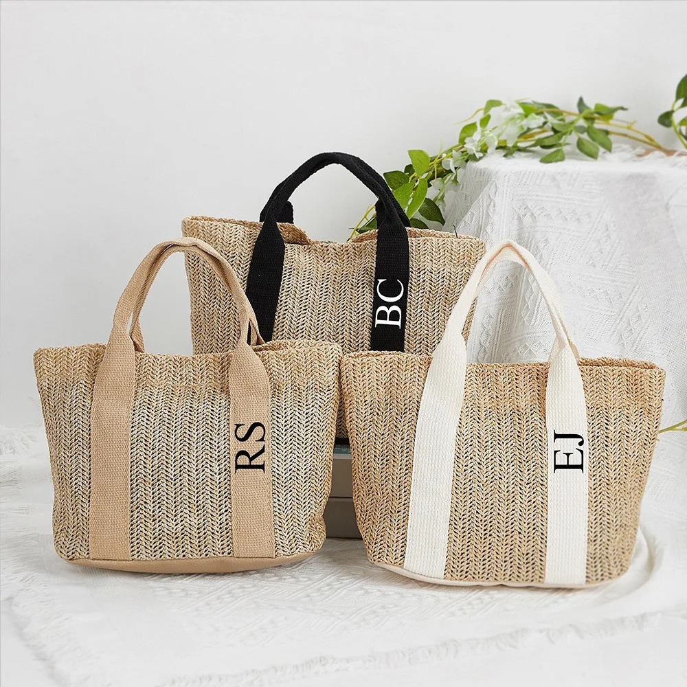 Large capacity woven bag, single shoulder diagonal cross grass woven bag