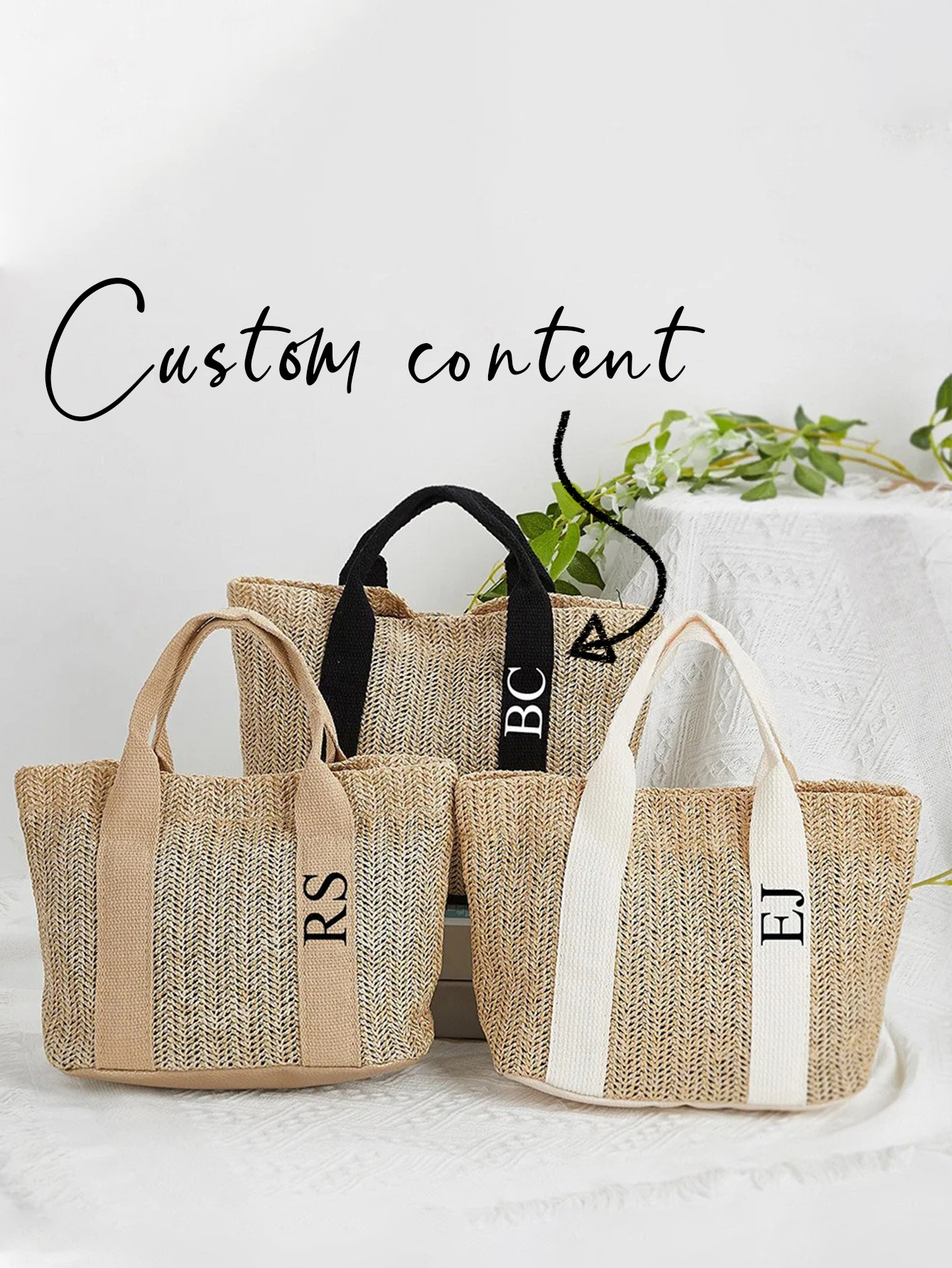 Large capacity woven bag, single shoulder diagonal cross grass woven bag