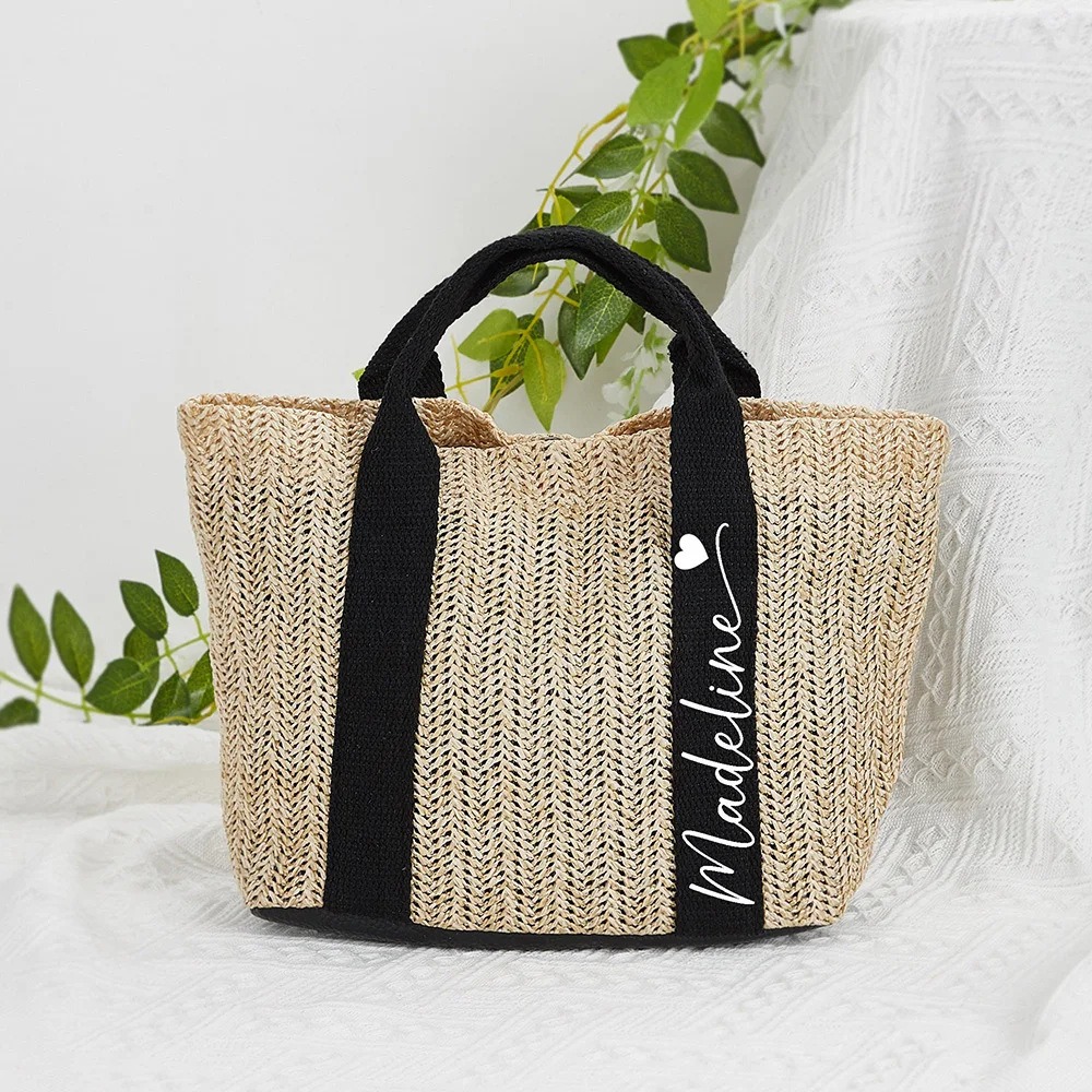 Large capacity woven bag, single shoulder diagonal cross grass woven bag