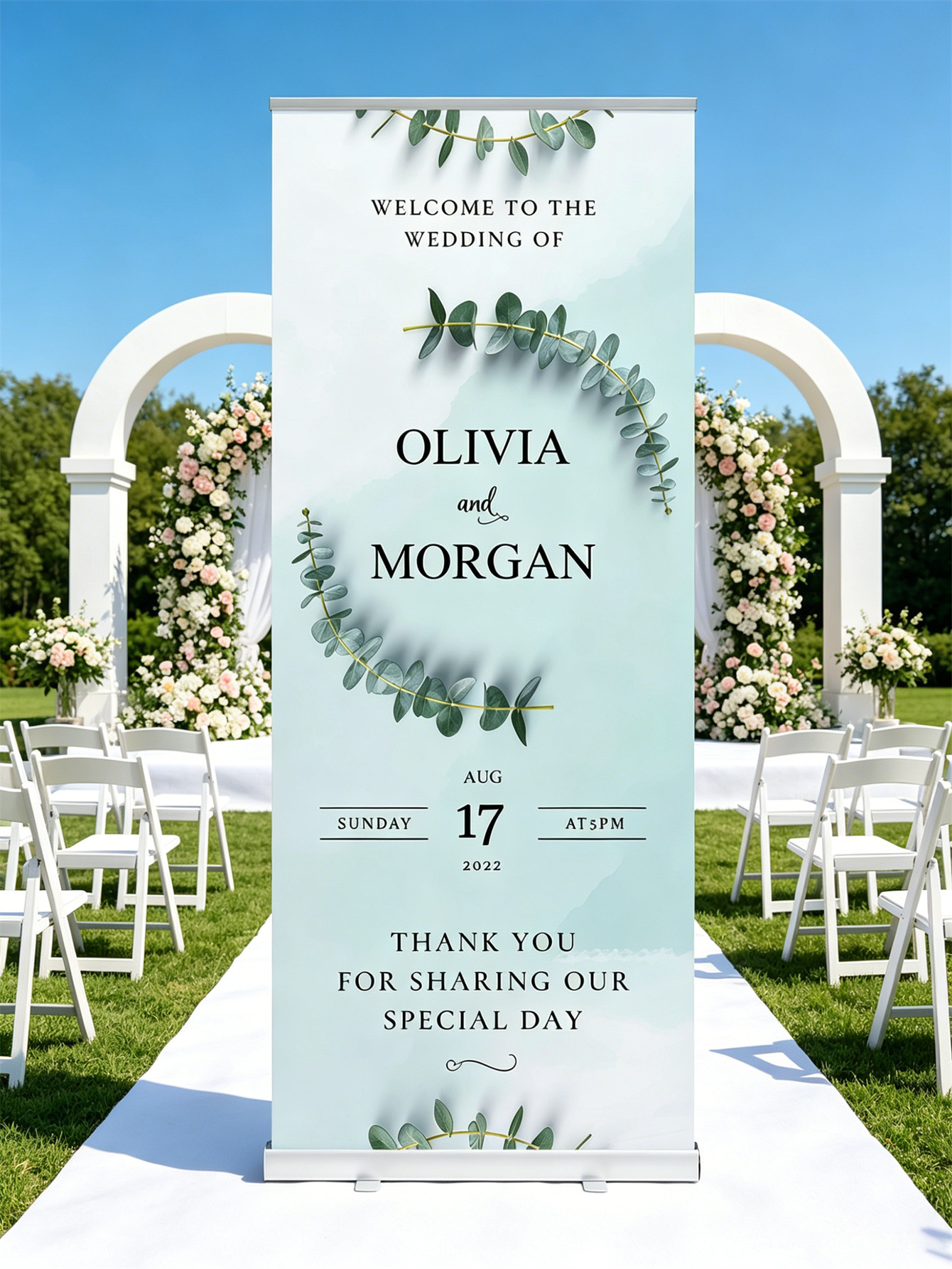 Customized wedding retractable banners - personalized photo wedding welcome signs, reception decorations and background curtains