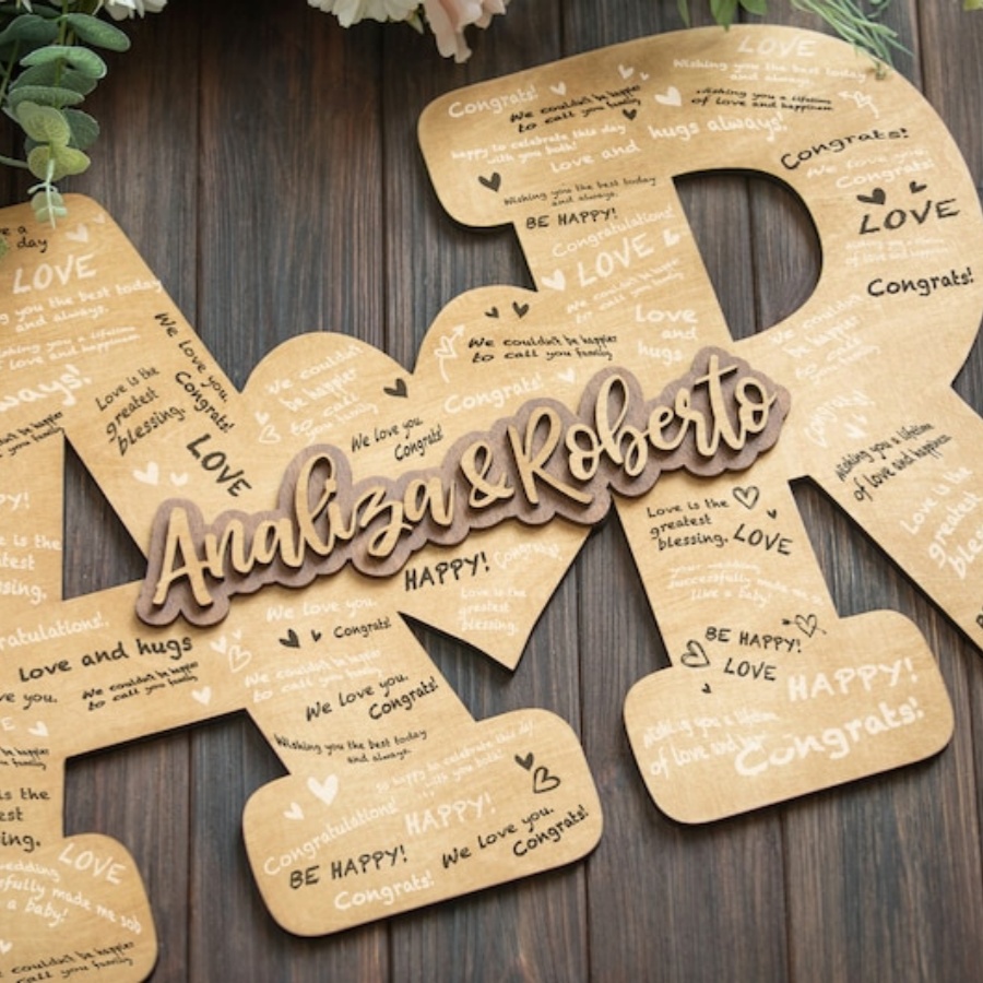 Custom Wood Guest Book for Wedding