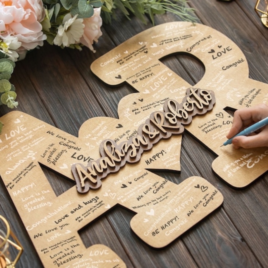 Custom Wood Guest Book for Wedding