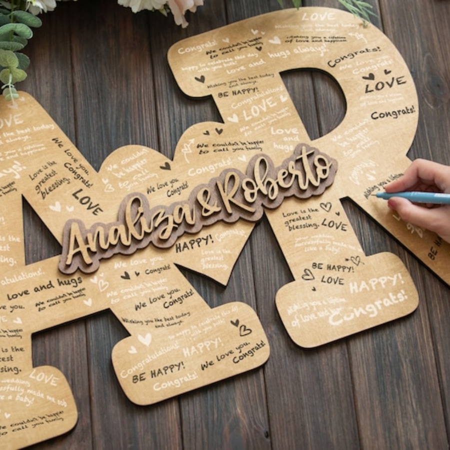 Custom Wood Guest Book for Wedding