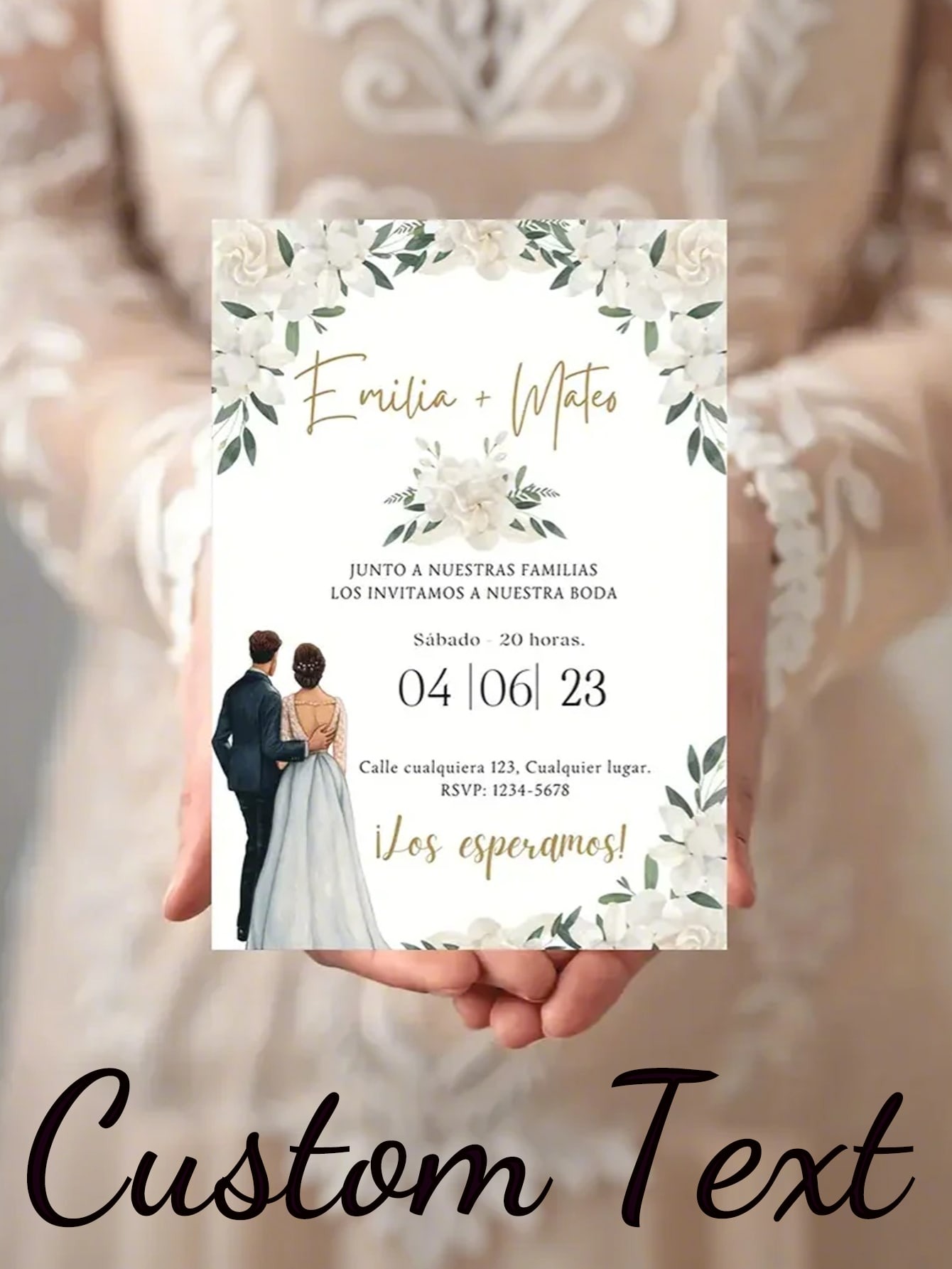 Custom White Rose Floral Wedding Invitation
