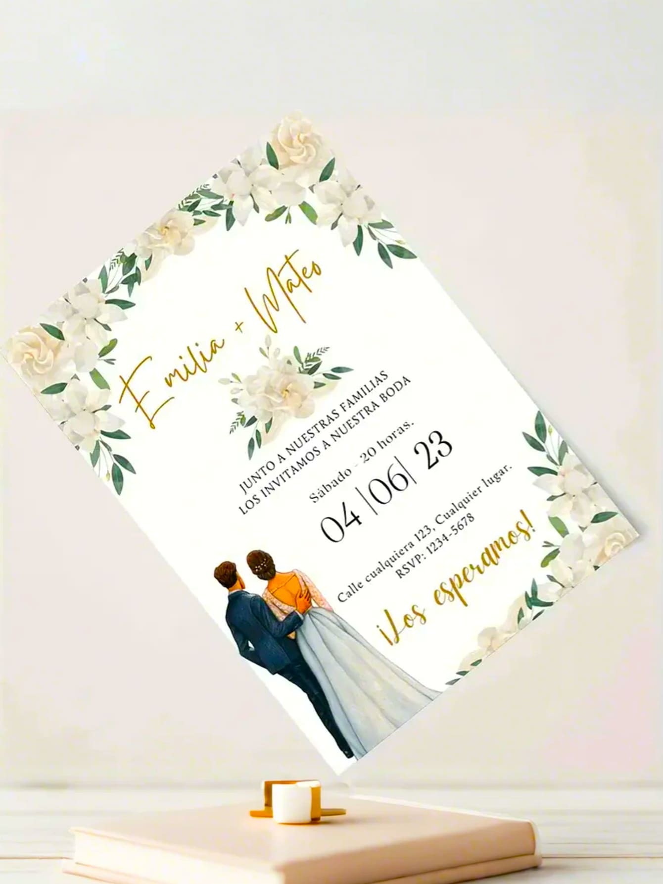 Custom White Rose Floral Wedding Invitation