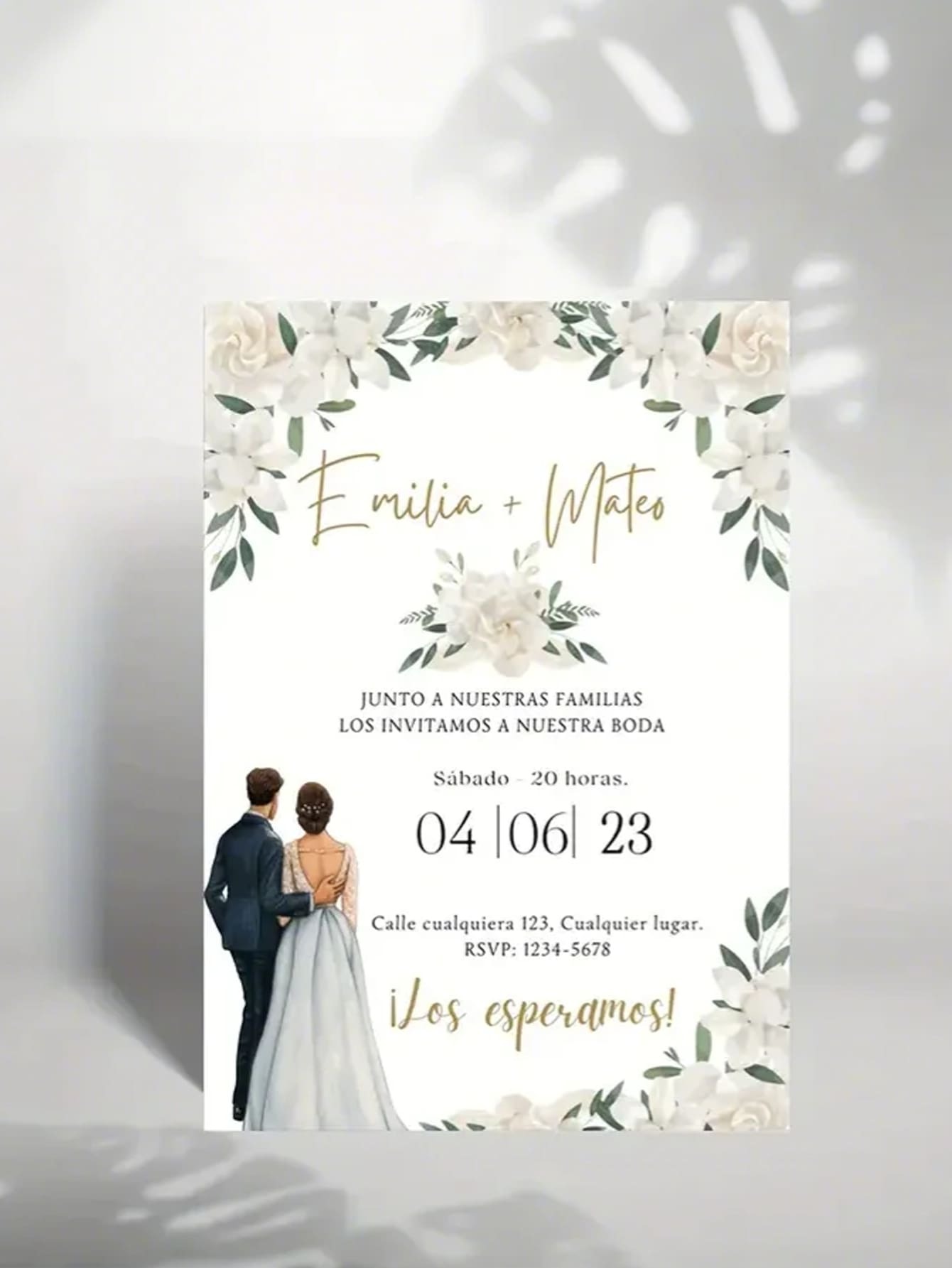 Custom White Rose Floral Wedding Invitation