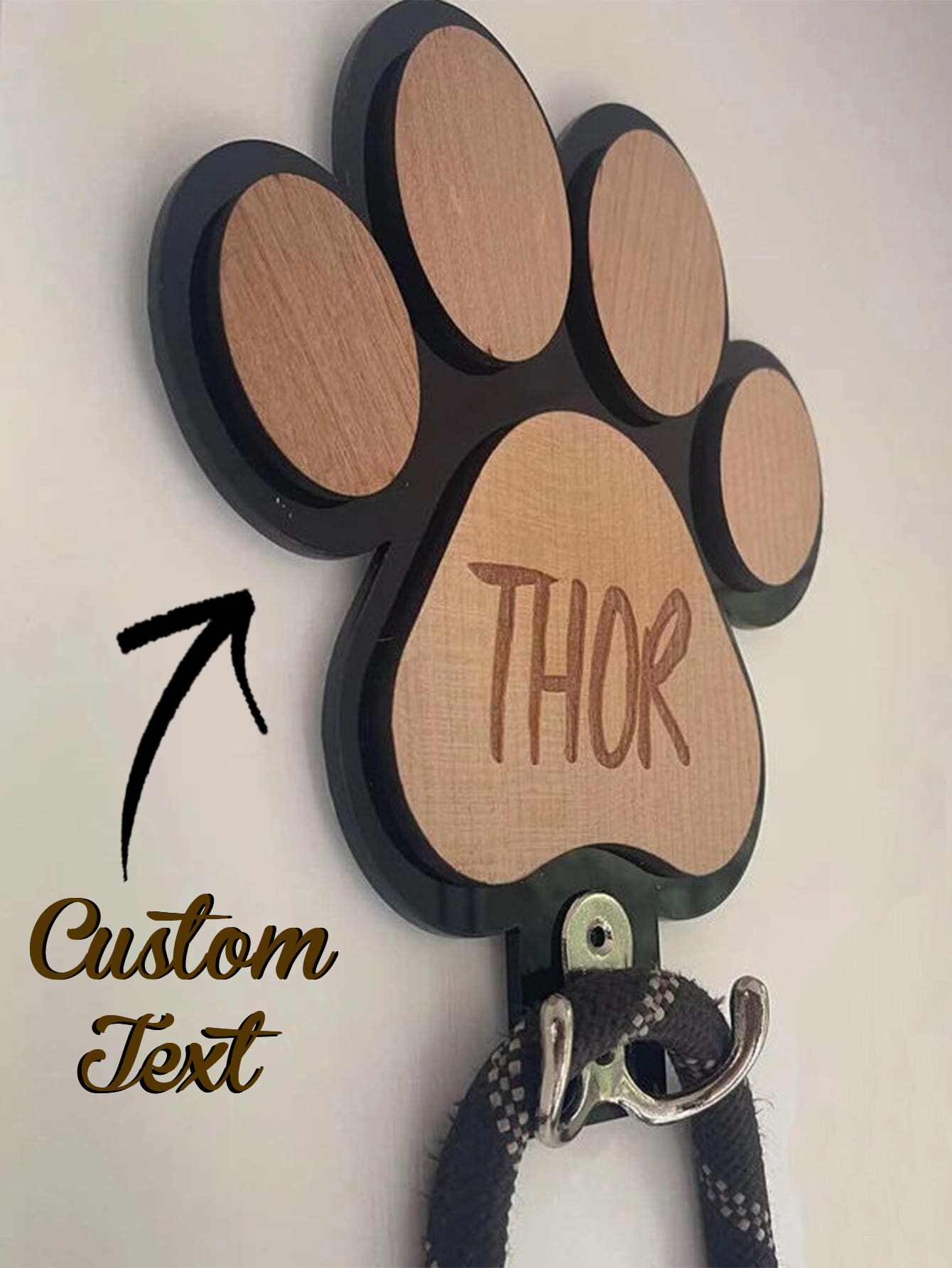 Leash Hook – Custom Wooden Paw Wall Hook