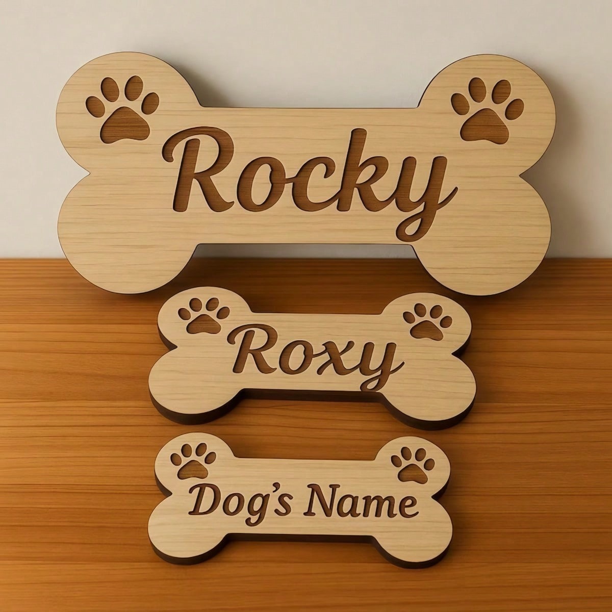Personalized Wooden Bone Name Sign