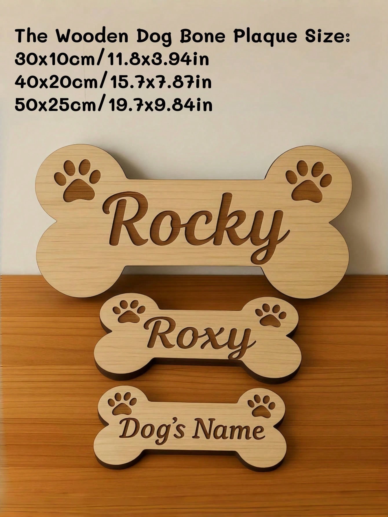 Personalized Wooden Bone Name Sign