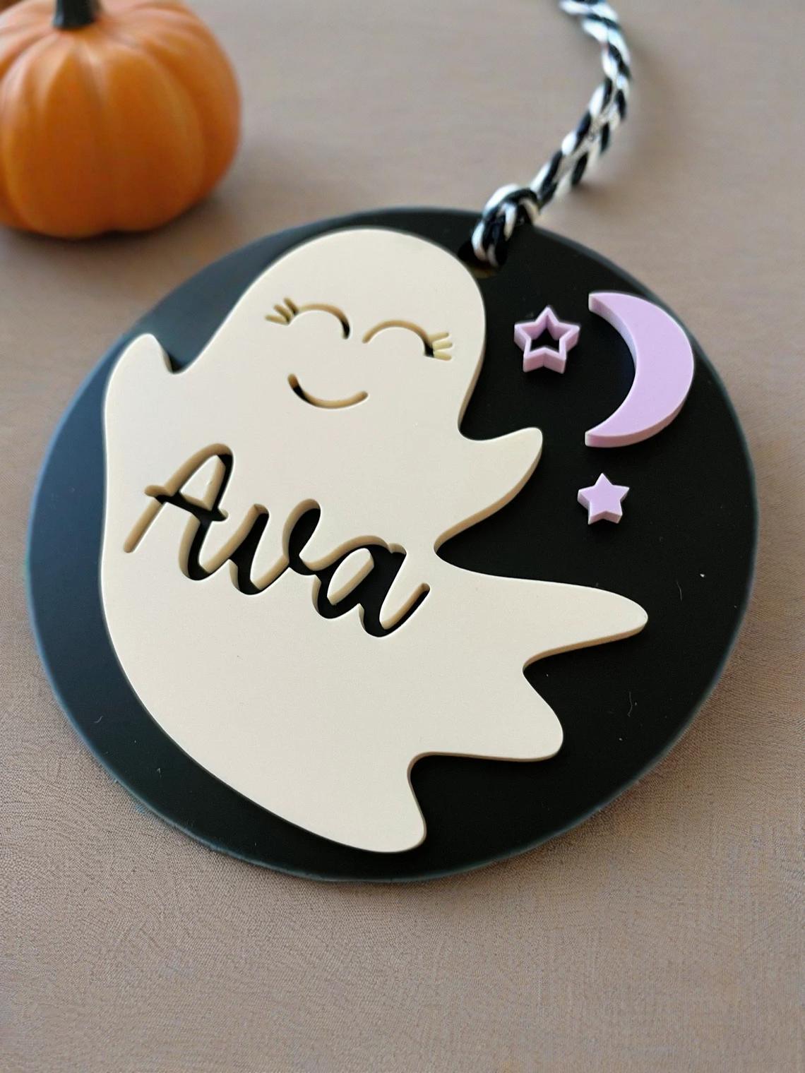 Ghost Round Acrylic Name Tag
