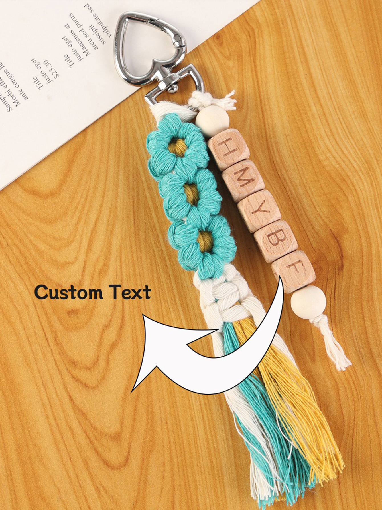 Custom Letter Bead Woven Keychain