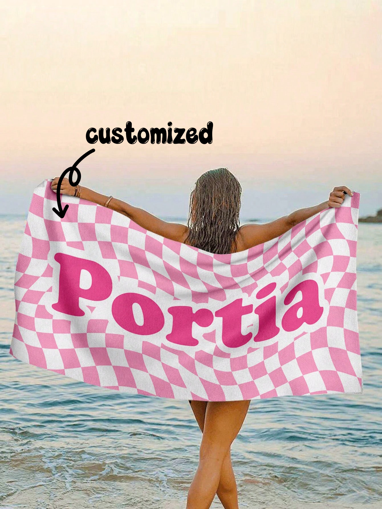 DIY Design Ocean Beach Towel Customized Name