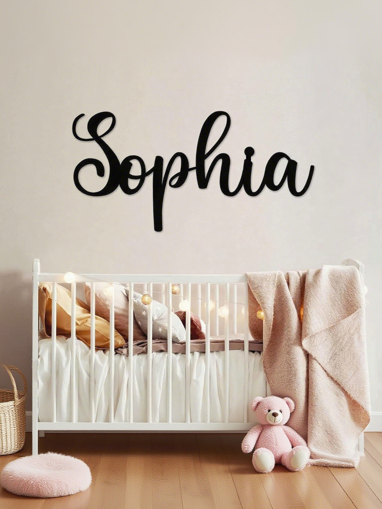 Custom wooden text signs with name, personalized home wall stickers, home decor