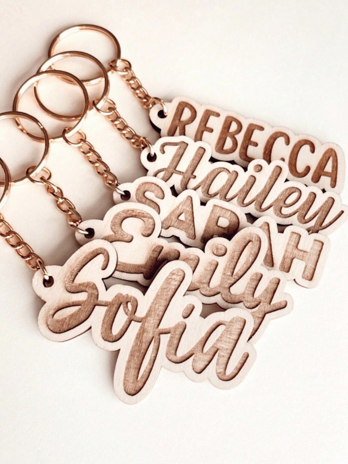 Wood Carved Keychain Name Placement