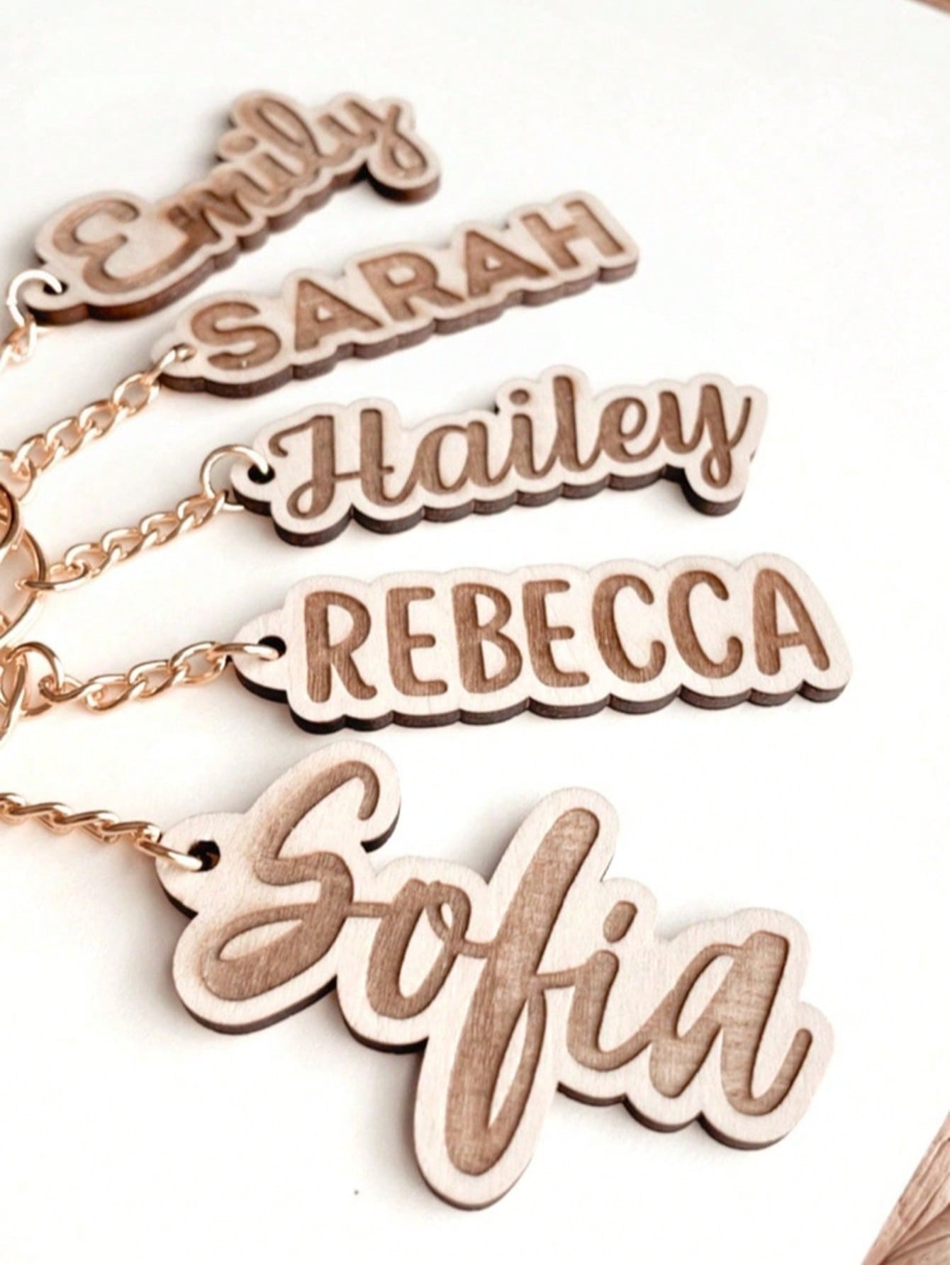 Wood Carved Keychain Name Placement
