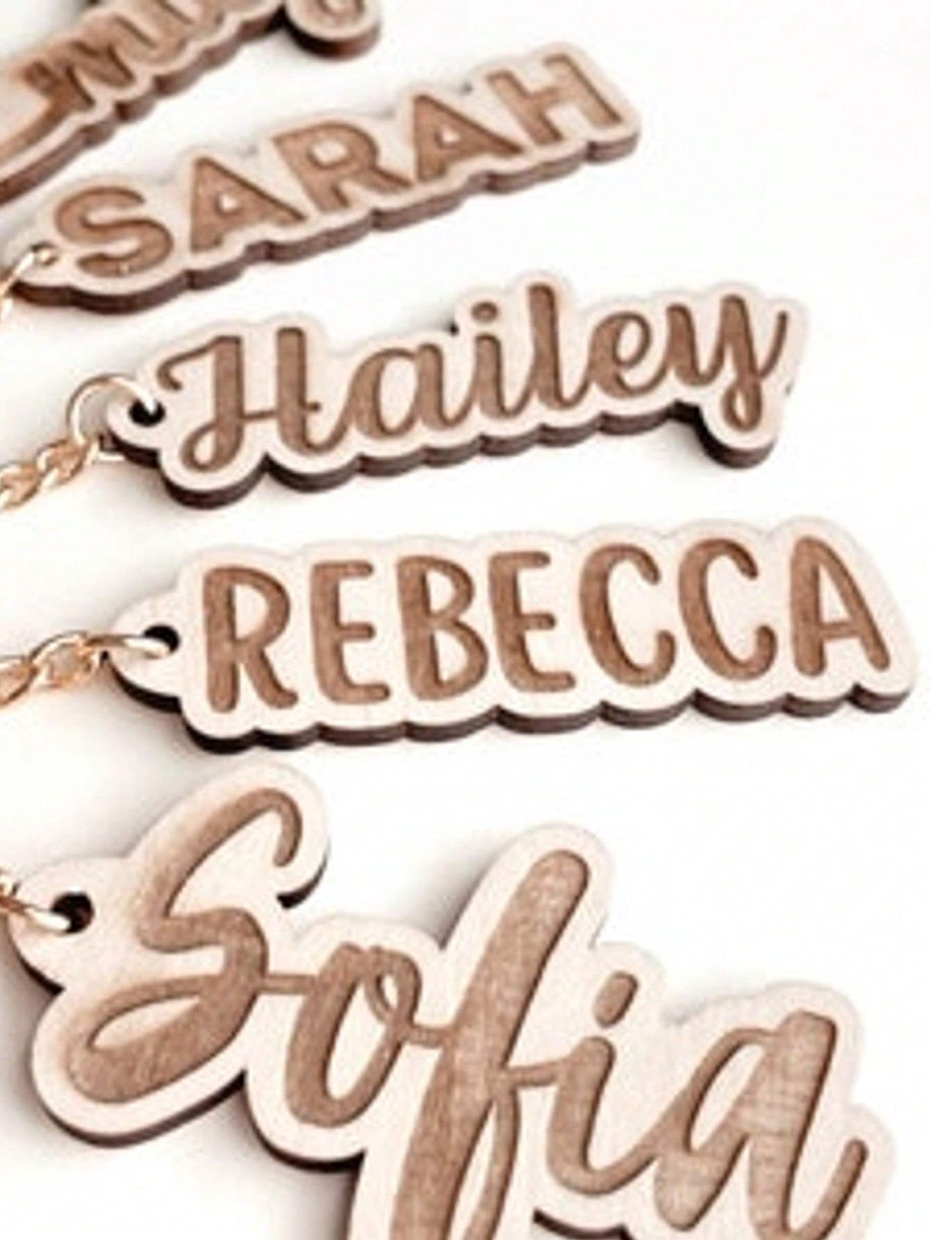 Wood Carved Keychain Name Placement