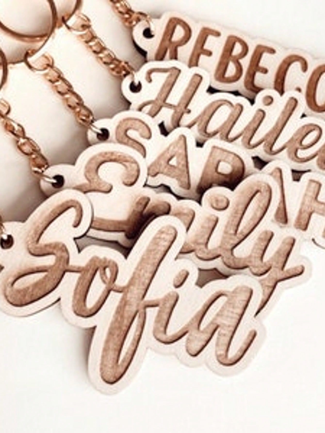 Wood Carved Keychain Name Placement