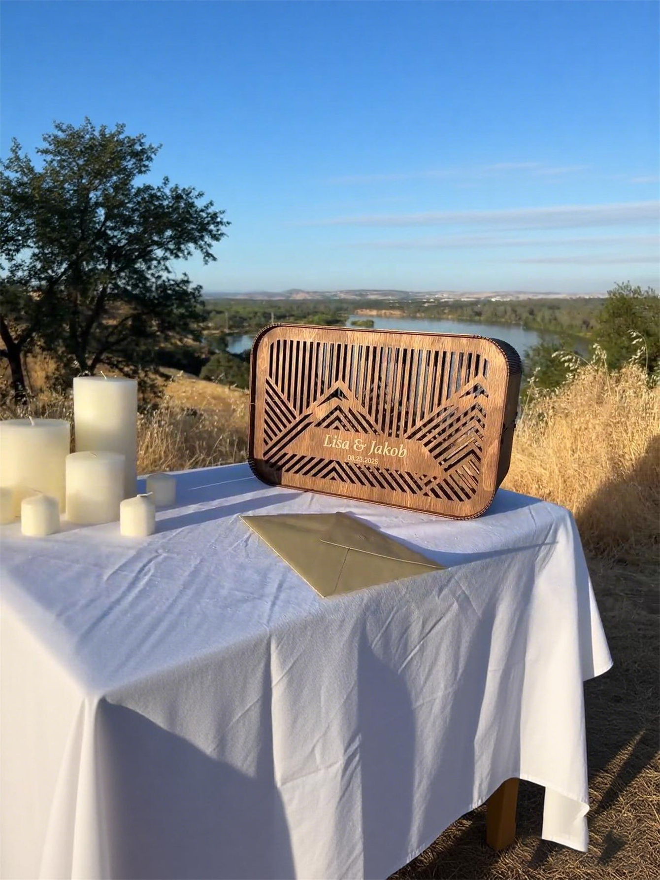Mountain Wild Style wedding greeting card box, personalized wooden gift envelope box, can store wedding greeting cards, cash gifts and donations