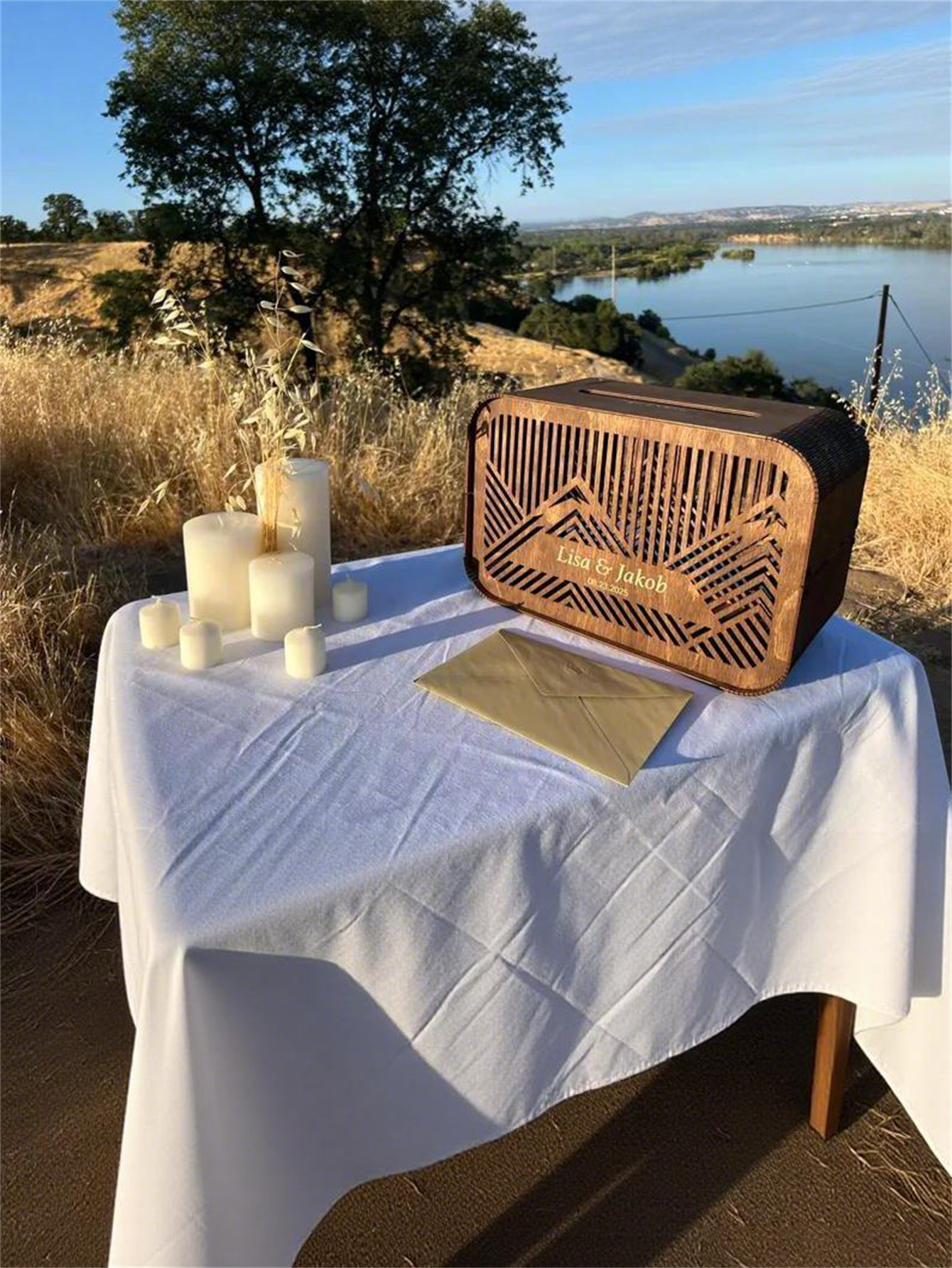Mountain Wild Style wedding greeting card box, personalized wooden gift envelope box, can store wedding greeting cards, cash gifts and donations