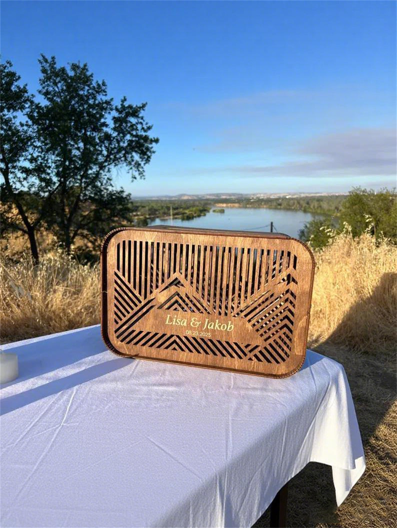 Mountain Wild Style wedding greeting card box, personalized wooden gift envelope box, can store wedding greeting cards, cash gifts and donations