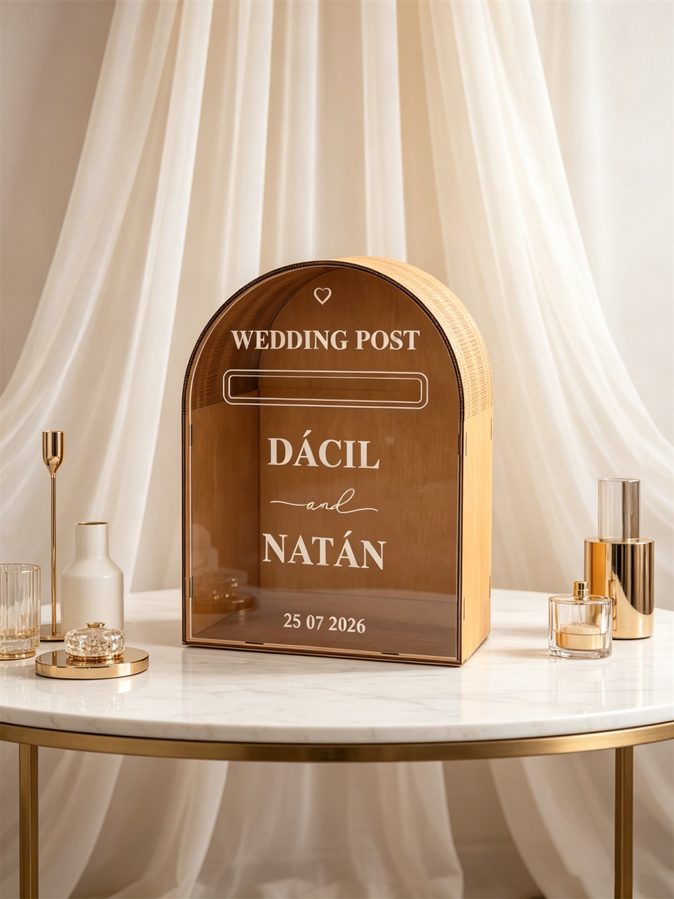 Personalized wooden wedding greeting card box, country-style mailbox, reception desk storage box