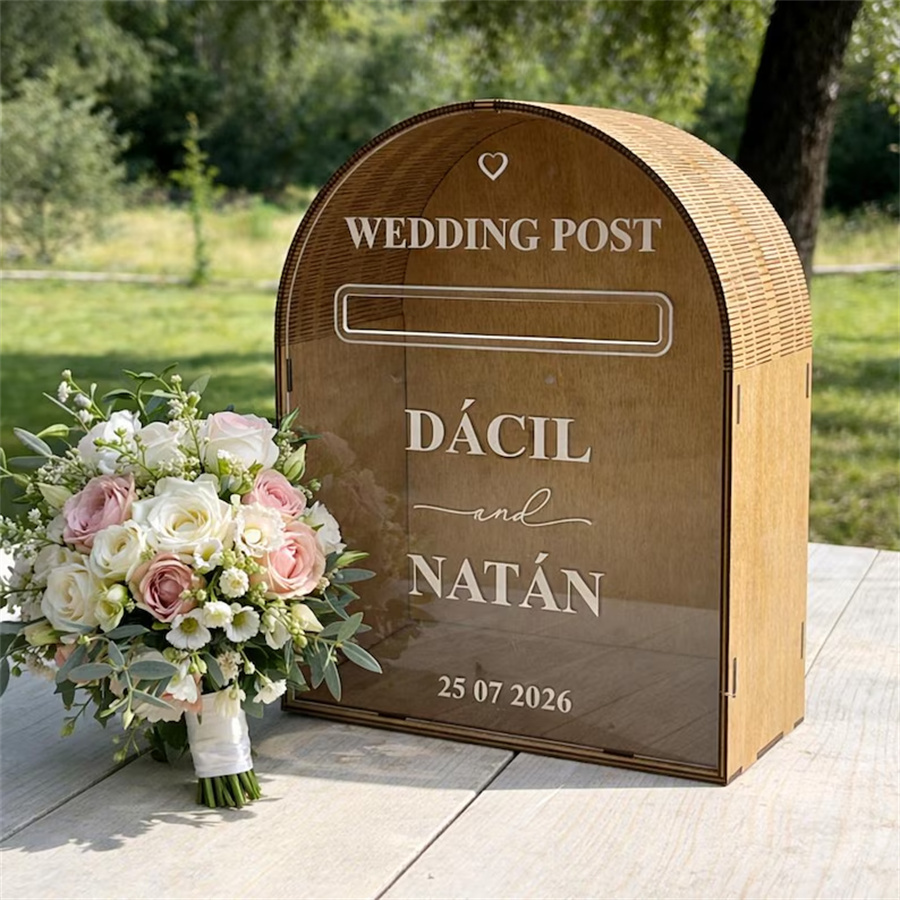 Personalized wooden wedding greeting card box, country-style mailbox, reception desk storage box