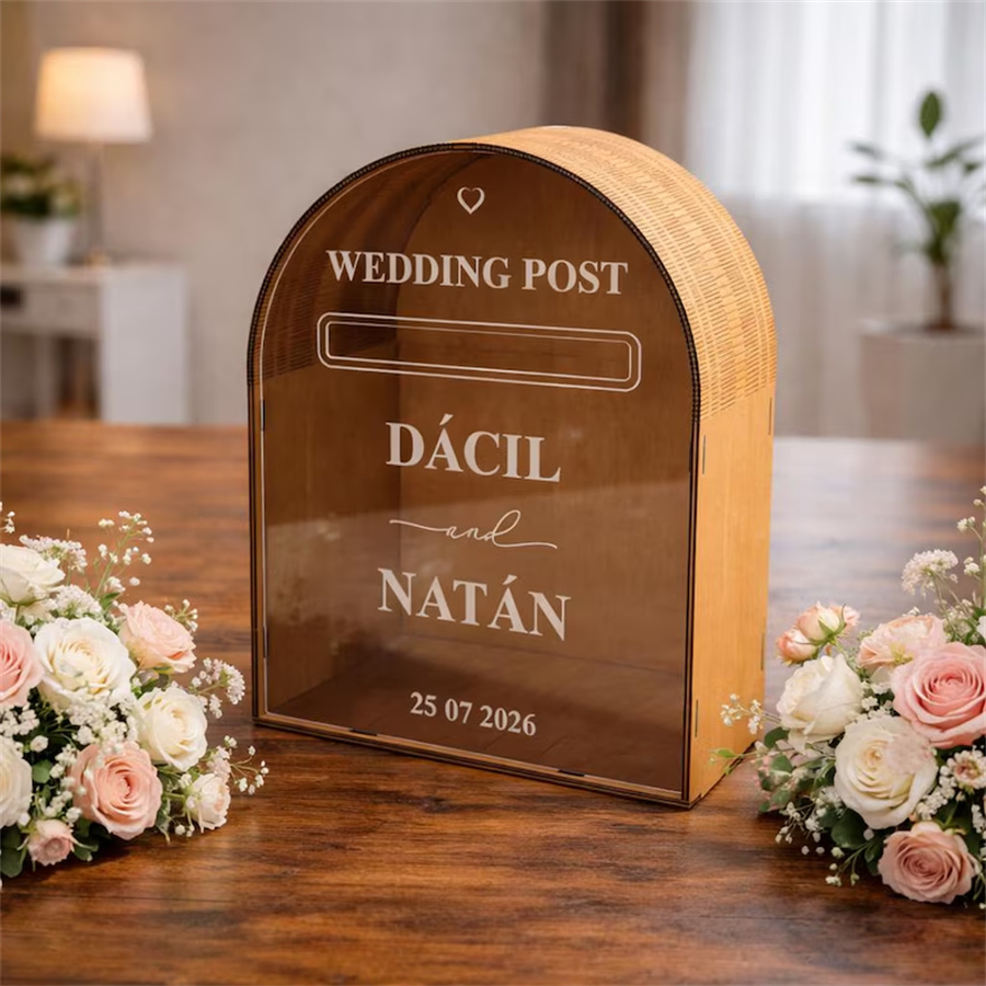 Personalized wooden wedding greeting card box, country-style mailbox, reception desk storage box