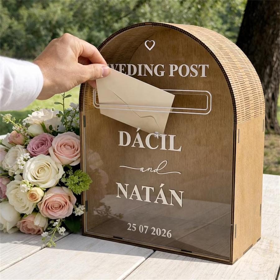 Personalized wooden wedding greeting card box, country-style mailbox, reception desk storage box