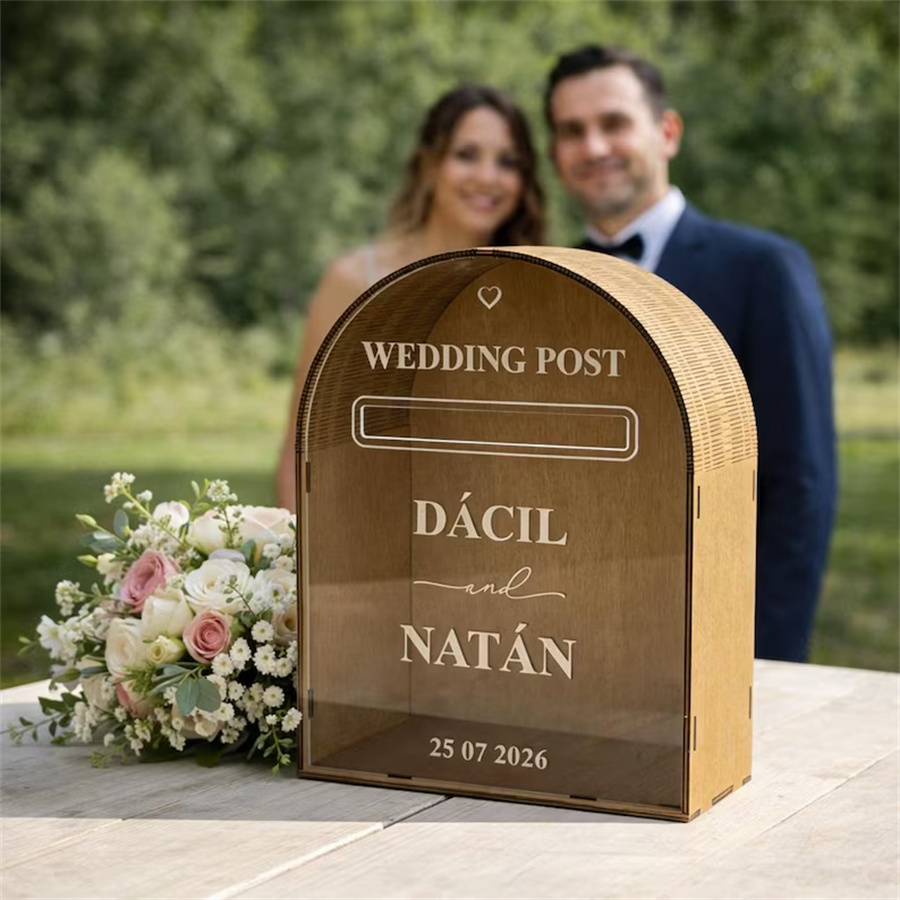 Personalized wooden wedding greeting card box, country-style mailbox, reception desk storage box