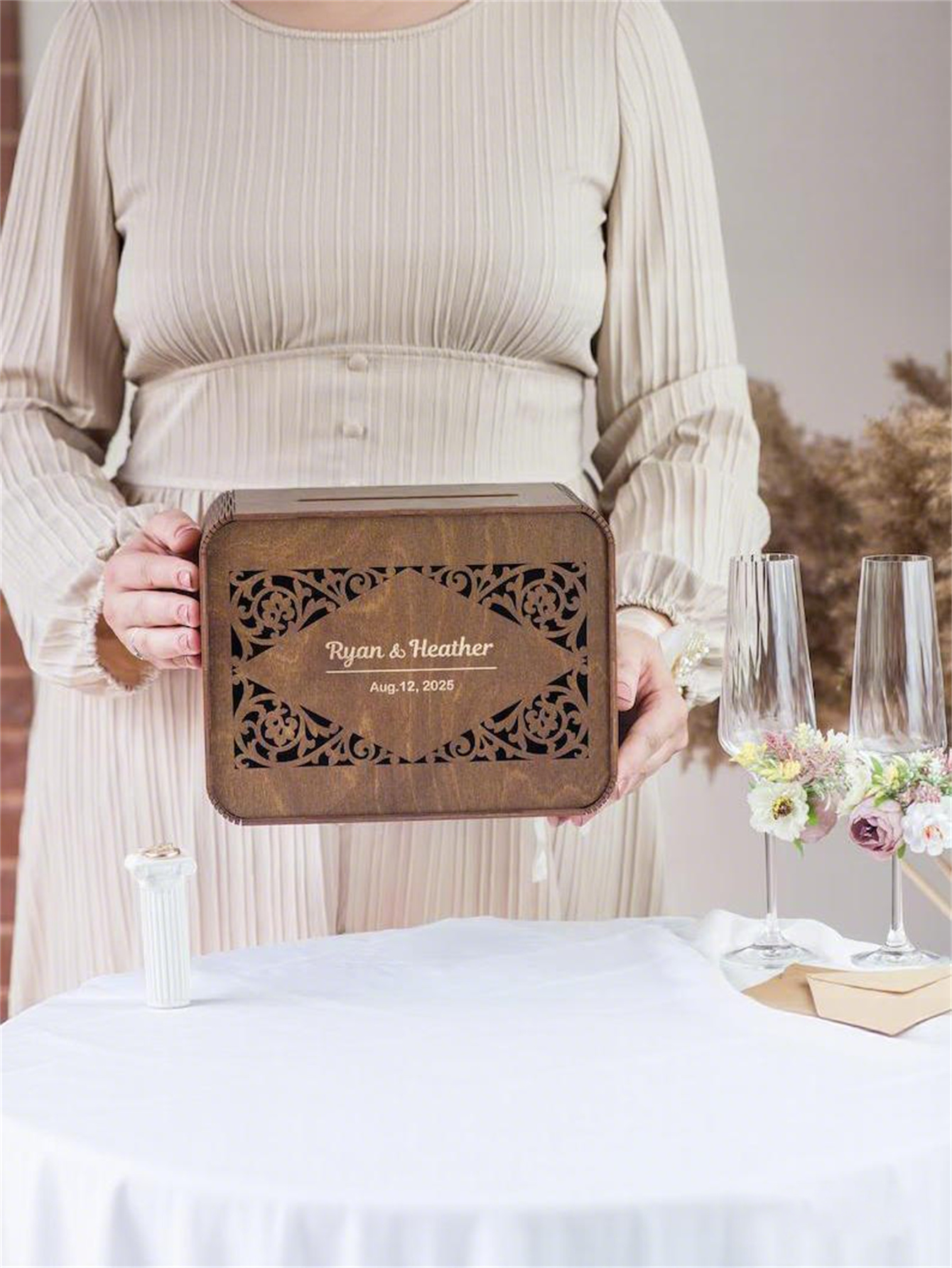 Wooden card boxes, personalized wedding card boxes, and bride gift-giving card boxes