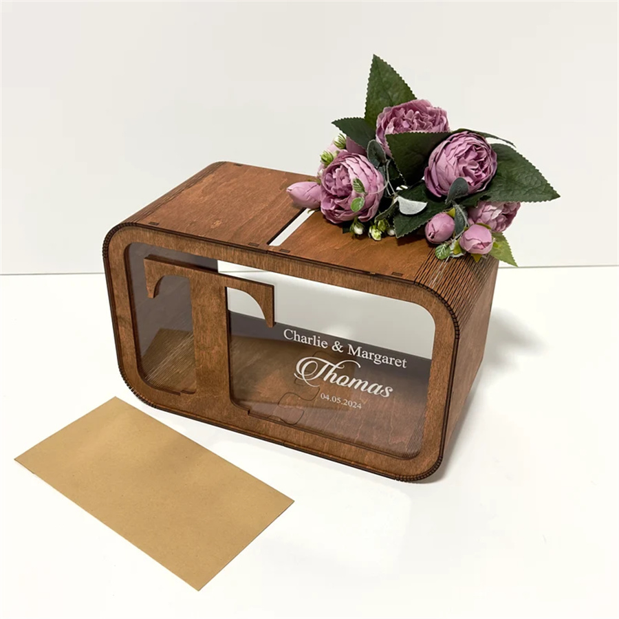Wedding greeting card boxes with card slots, country-style wedding gift boxes, custom wooden greeting card boxes, personalized wedding gifts, Bohemian-style wedding decorations, custom gift boxes