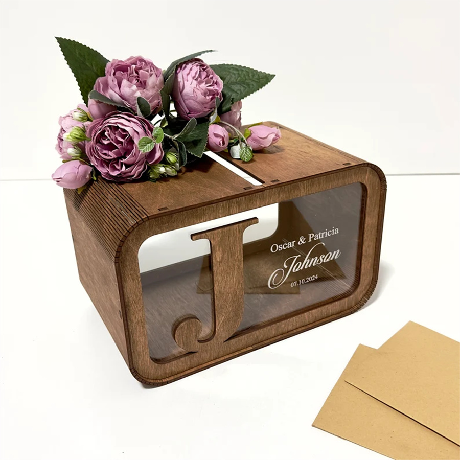 Wedding greeting card boxes with card slots, country-style wedding gift boxes, custom wooden greeting card boxes, personalized wedding gifts, Bohemian-style wedding decorations, custom gift boxes