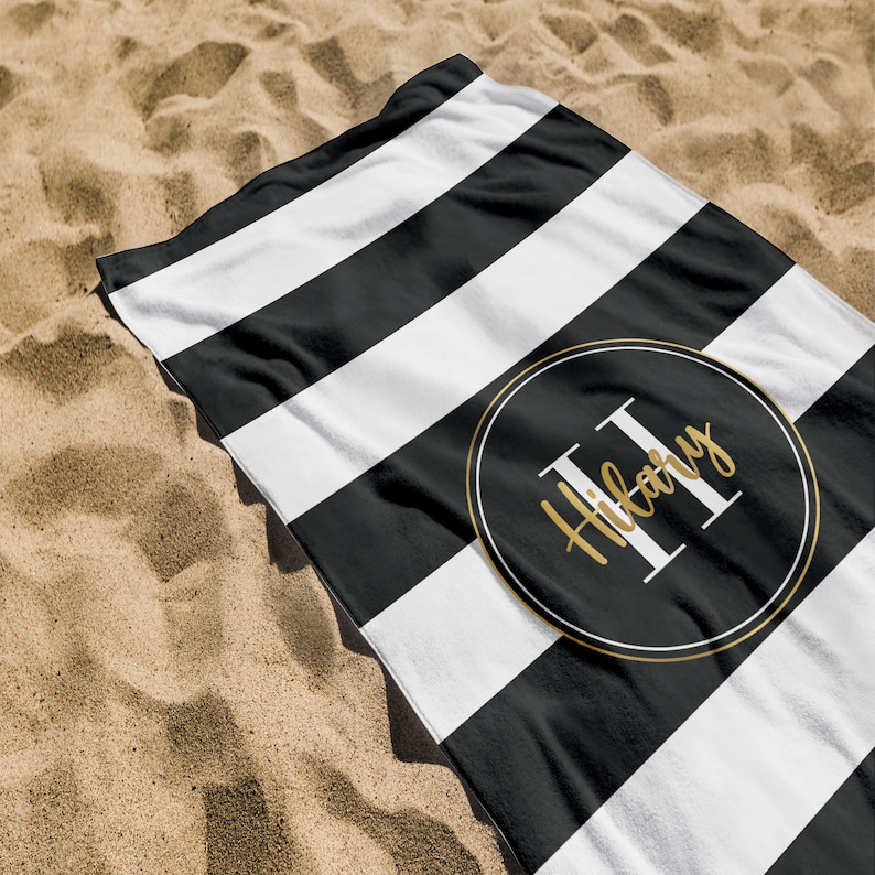 Customizable Retro Striped Beach Towel
