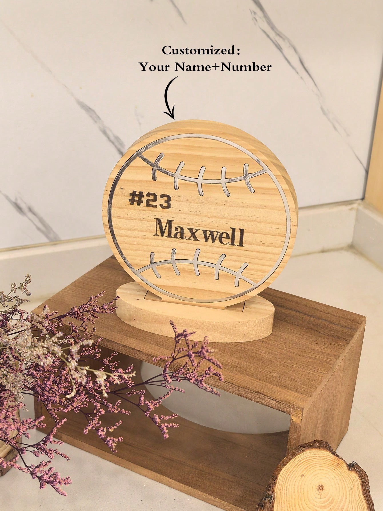 Custom Wood Trophies for Baseball Kid