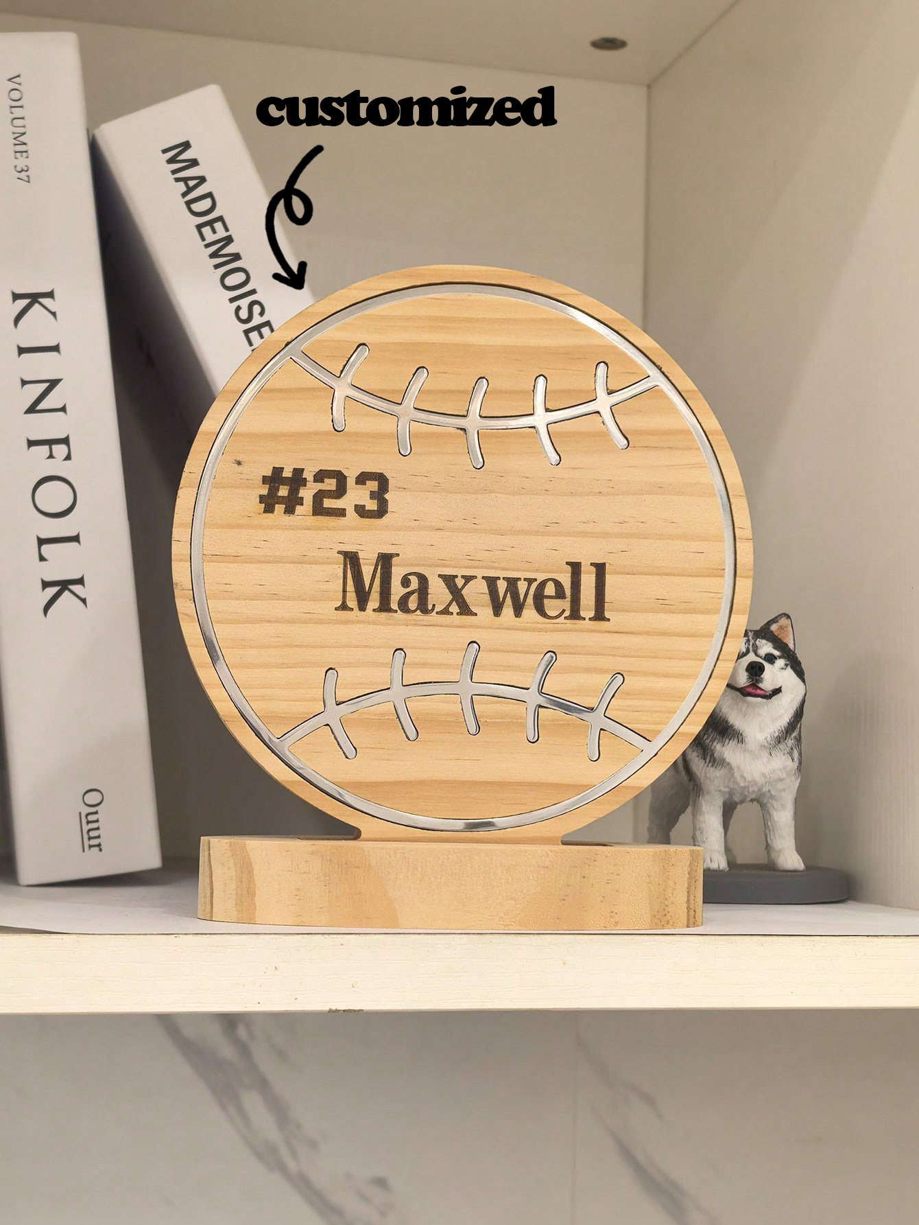 Custom Wood Trophies for Baseball Kid